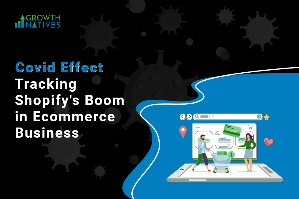 In this Growth Natives blog feature image are indicating Covid Effect Tracking Shopify's Boom in Ecommerce Business