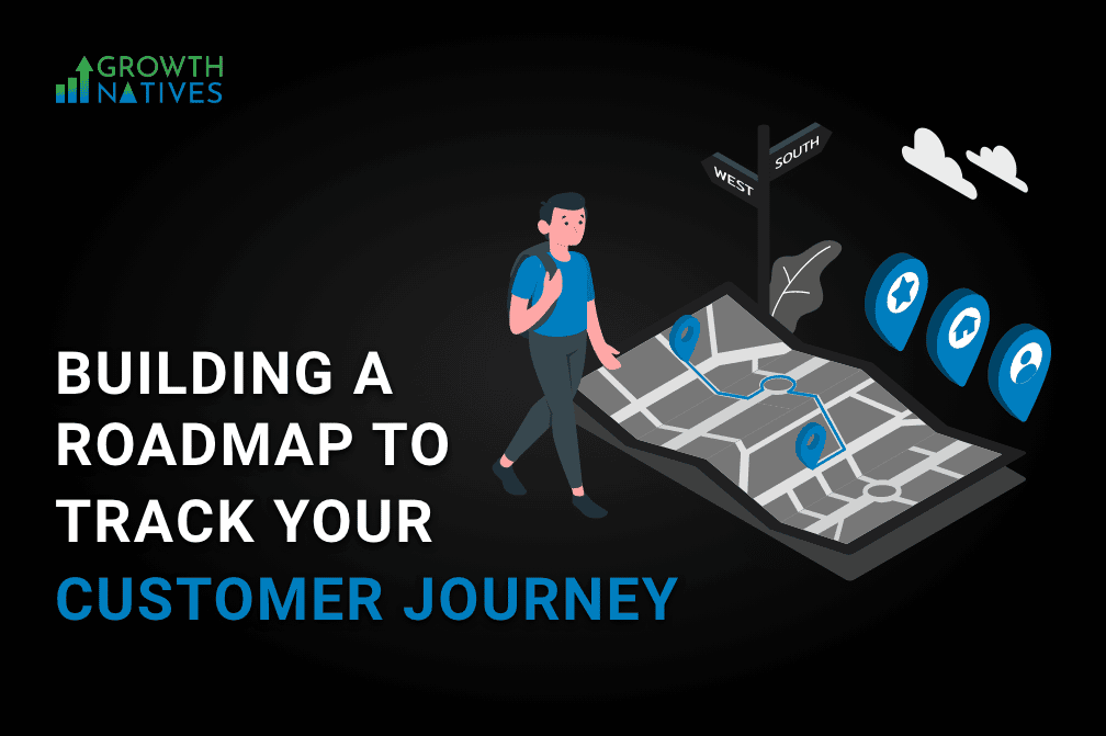 Vector image of a man walking indicating the roadmap to track customer journey